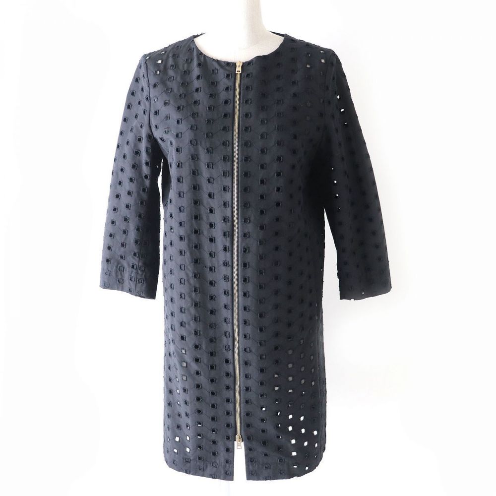 Other HERNO Women's No-Collar Zip Coat Black Cotton Outerwear CA0084D